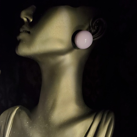 Elegant Purple Ball-Shaped Large Colorful Stud Silver Earrings - Picture 6 of 6